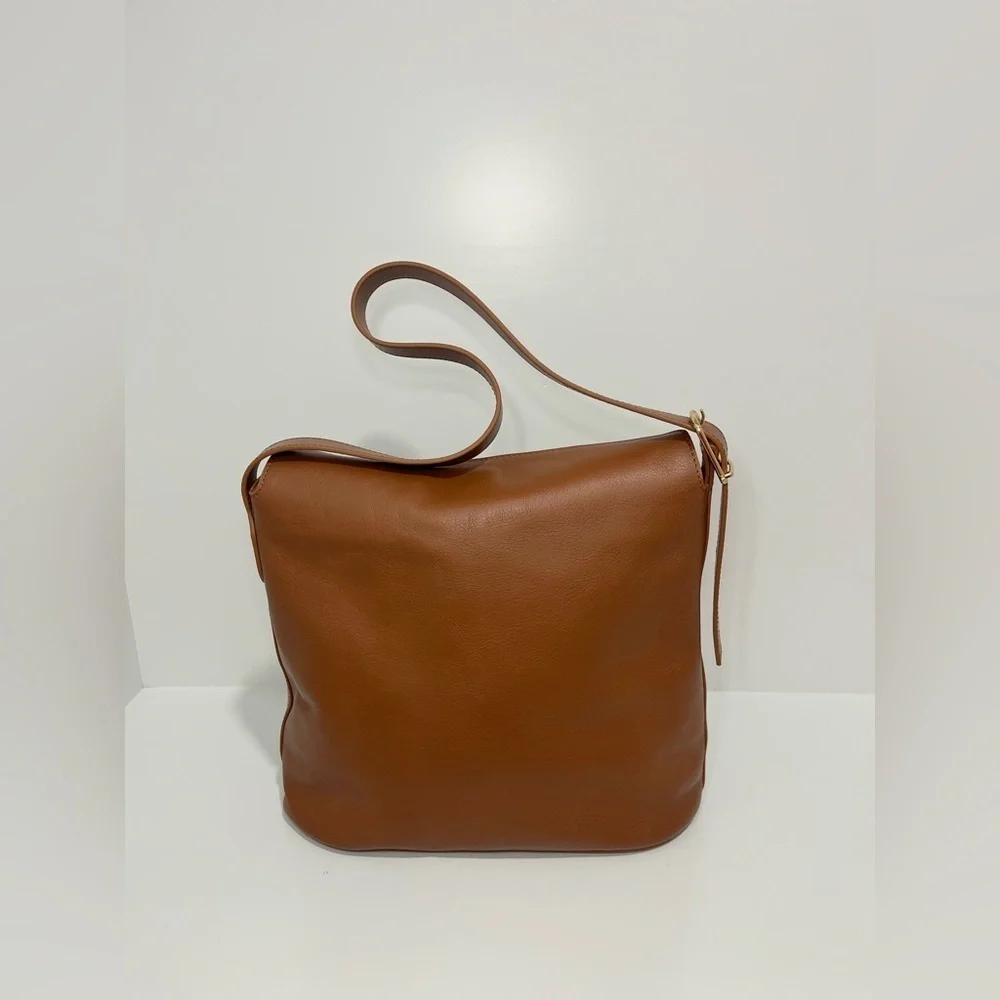 J. Crew Berkeley shoulder bucket bag in English Saddle Leather monogrammed SCL